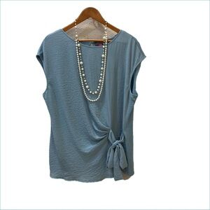 Vince Camuto teal blouse with side tie. Lightweight fabric. Work/dress. Size L